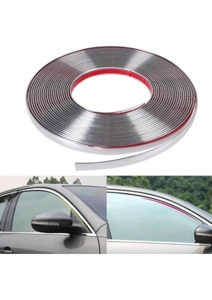 Group (7234) 18 mm 3D Dekoratif Krom Nikelaj Şerit Çıta Panjur Kalın Şerit 10 Metre ile Uyumlu