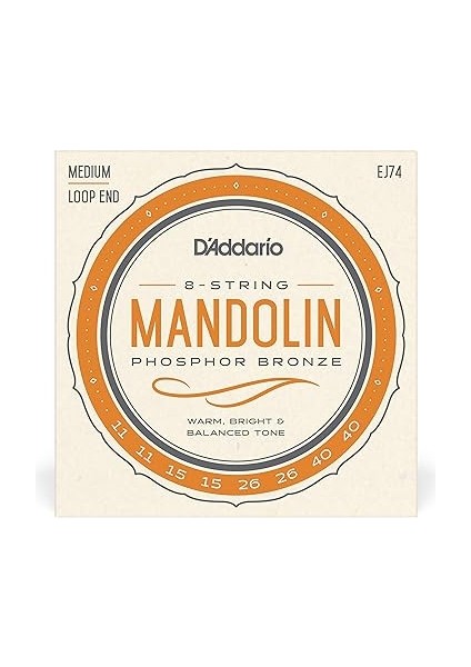 Mandolin Telleri, Fosfor Bronz, EJ74, Orta Kalınlık 11-40, 8 Tel Seti, 1’li Paket fiyatları