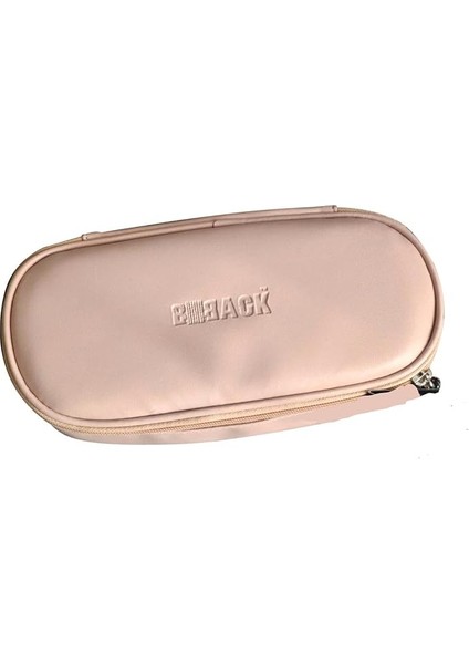 Oval Fermuarlı Kalem Kutusu Suni Deri Uçuk Pembe