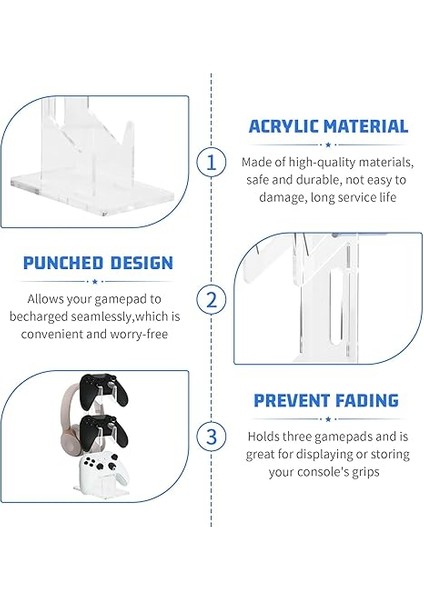 Oyun Denetleyicisi Tutucu, Oyun Kulaklığı ve Denetleyici Standı, Kulaklık Askısı, Kulaklık Askısı, Evrensel Oyun Denetleyici Rafı, Çıkarılabilir Kulaklık Düzenleyici, Akrilik, 3 Katmanlar modelleri