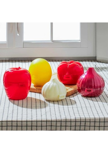 L-00393 5 Li Kilit Kapaklı Domates Soğan Limon Sarımsak Elma Sebze Saklama Kabı Seti