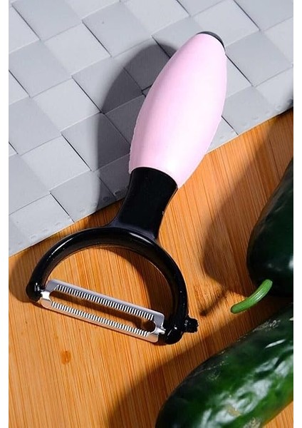 Pratik Renkli Silikon Saplı Çift Başlıklı Tombul Soyacak Çelik Meyve Sebze Soyacağı modelleri