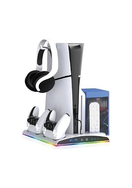 TP5-3570 Ps5 Soğutucu Organizatör 2 Fanlı Stand Kol Şarj Edici Stand 3 USB Hub Kulaklık Platstation Standı modelleri