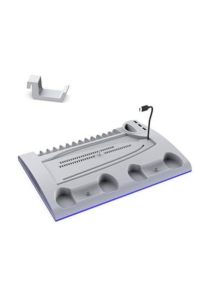 TP5-3570 Ps5 Soğutucu Organizatör 2 Fanlı Stand Kol Şarj Edici Stand 3 USB Hub Kulaklık Platstation Standı fırsatları