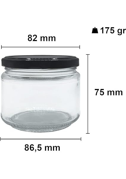 300 ml Şeffaf Konserve Cam Kavanoz Metal Siyah Kapaklı 6 Adet (300 Cc) fiyatları