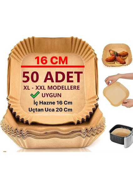 Pişirme Kağıdı, Fritöz Yağlı Kağıdı, Yanmaz Kağıt 50 Adet (Kare)