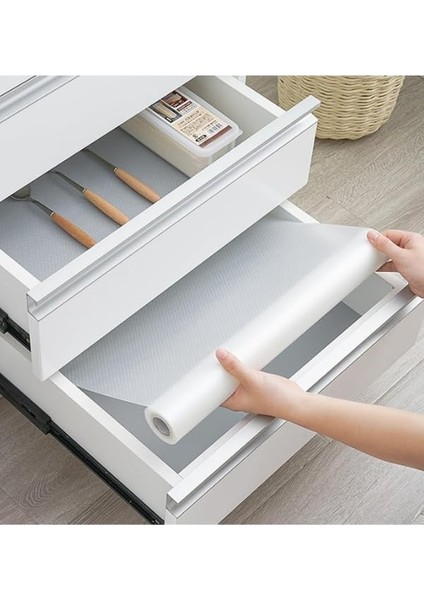 (45CM x 10METRE) Şeffaf Kaymaz Dolap Içi Çekmece Raf Örtüsü Çekmece Astarı Raf Astarı