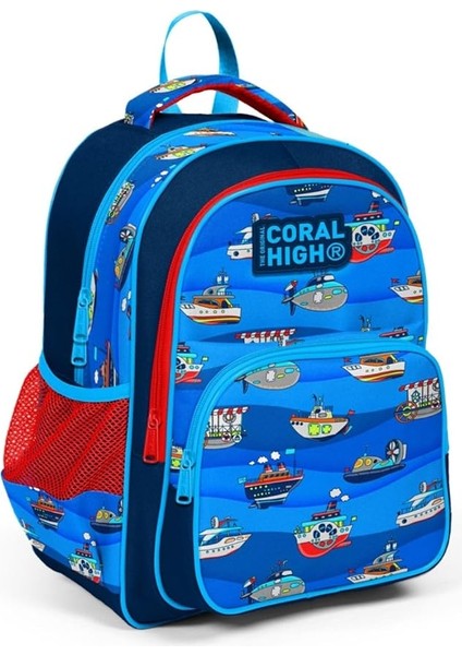 High Lacivert Mavi Gemiler Ilkokul Okul Sırt Çantası - Erkek Çocuk