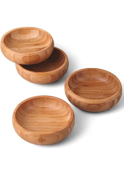 4'lü Yuvarlak Bambu Çerezlik - Doğal Bambu Sunum Kasesi, Zeytinlik ve Kahvaltı Sunumluğu | Çok Amaçlı Dayanıklı ve Şık Tasarım fiyatları