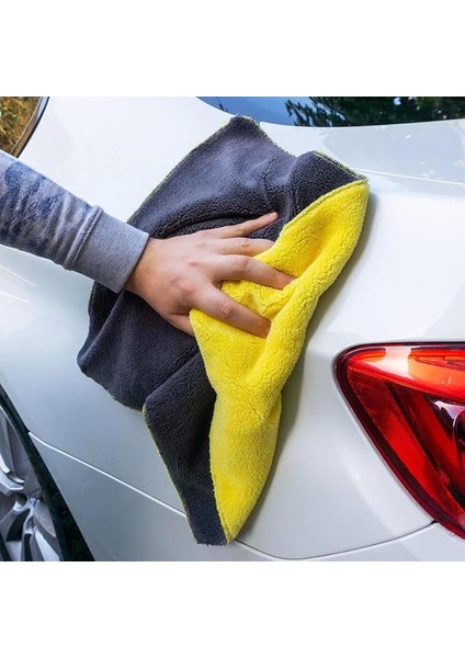 Oto Kurulama Bezi Araç Bez ve Sünger Mikrofiber Temizleme Yıkama Cam Araba Kurulama Temizlik Silme Bezleri Havlusu Profesyonel Sarı/gri