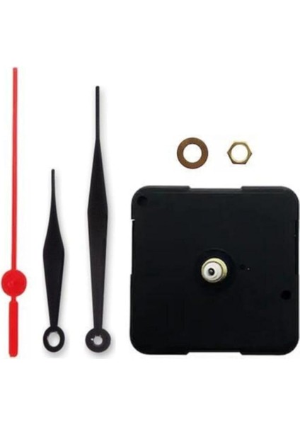 1 Adet, Duvar Saat Mekanizması, 10 mm Şaft, Sessiz, Saat Motoru, Metal Akrep, Yelkovan, Saniye