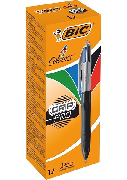 4 Colours Grip Pro Tükenmez Kalem 12'li Kutu, Kauçuk Tutacak, 1.0mm Uç, Tek Kalemde Mavi, Kırmızı, Yeşil ve Siyah Renkler fiyatları