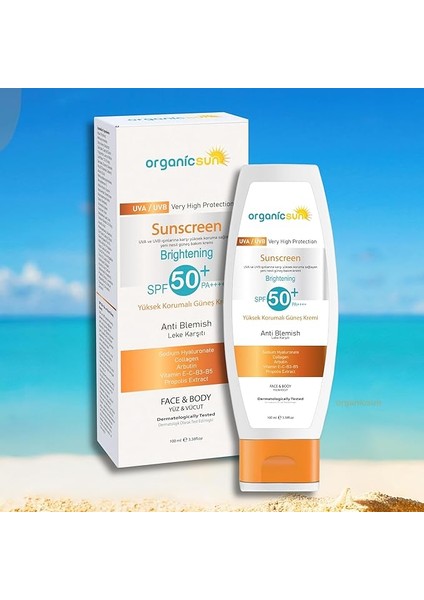 Spf 50+ Yüz ve Vücut Güneş Kremi 100ML – Leke Karşıtı, Yüksek Korumalı, Suya Dayanıklı, Her Cilt Tipine Uygun, Vegan