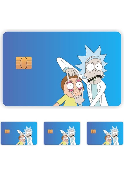 Aksesuar 4 Adet Rick And Morty Kart Kaplama Sticker Kart Etiketi