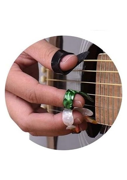 Joes Fset-Mıx Parmak Penası Seti Karışık Renk (4 Adet) Profesyonel Parmak Gitar Penası 1 Baş Parmak 3 Parmak Pena modelleri
