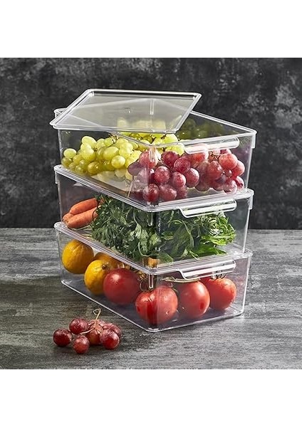 1 Adet Kırılmaz Şefaf Akrilik Kapaklı Buzdolabı Organizeri | Buzdolabı Içi Düzenleyici | Sebze Meyve Saklama Kabı Organizeri (20CM x 32,5cm X10,5CM) x Large Boy fiyatları