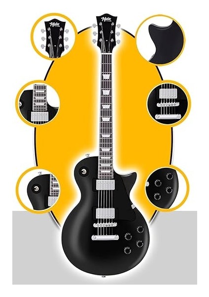 GRX-200BK-BAG Üst Segment Profesyonel Elektro Gitar Set Les Paul Kasa Masif Ağaç (Hh) modelleri