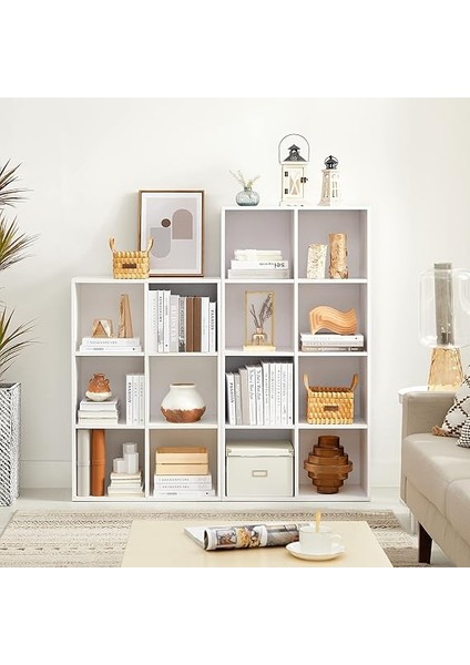 6 Bölmeli Kitaplık, Ahşap Raf, Küp Raf, Depolama Rafı, 65,5 x 97,5 x 30 Cm, Beyaz, LBC203D fiyatları