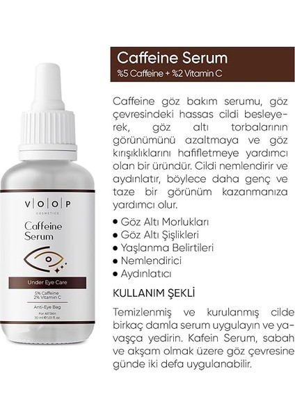 Göz Altı Morlukları Karşıtı 5% Caffeine + 2% Vitamin C 30 ml Serum modelleri