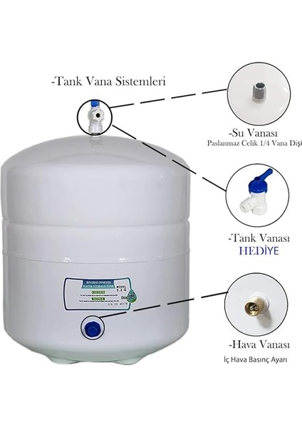 DEPO02 Su Arıtma Deposu Çelik Tank 3,2 Galon 12 Lt Ihlas Aura Cebilon Uyumlu Türk Malı modelleri