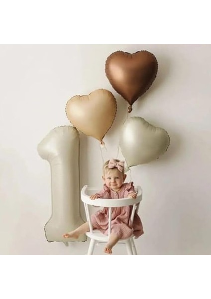 Sürprizi Retro Krom 1 Yaş Kalp Folyo Balon Set