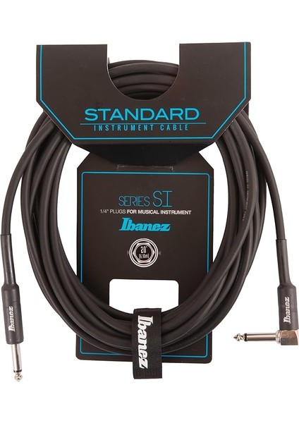 Sı Serisi (Standart) Enstrüman Kablosu - Düz ve Açılı Fiş - Jak - Jak, Siyah - 6,10 M / 20 Ft (SI20L)