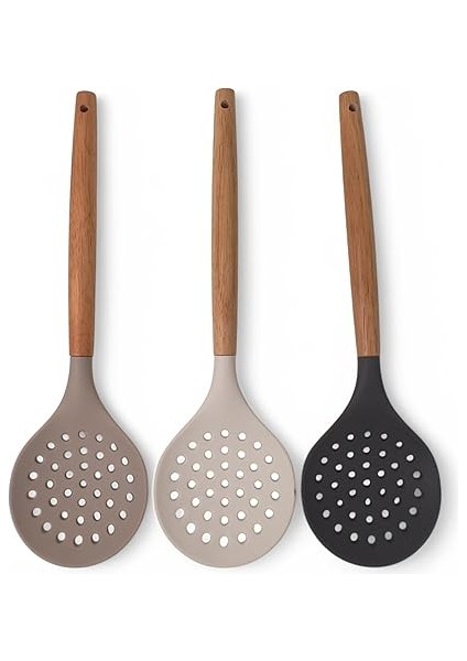 Bambu Saplı Silikon Kevgir, Bambu Uzun Silikon Geniş Kevgir 27CM 3 Renk Seçenekli (Siyah) fiyatları