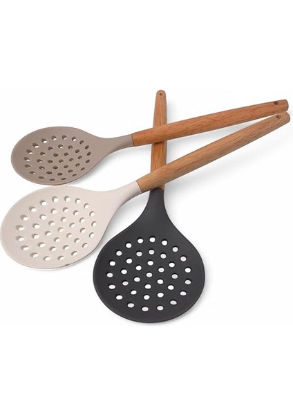 Bambu Saplı Silikon Kevgir, Bambu Uzun Silikon Geniş Kevgir 27CM 3 Renk Seçenekli (Siyah) modelleri