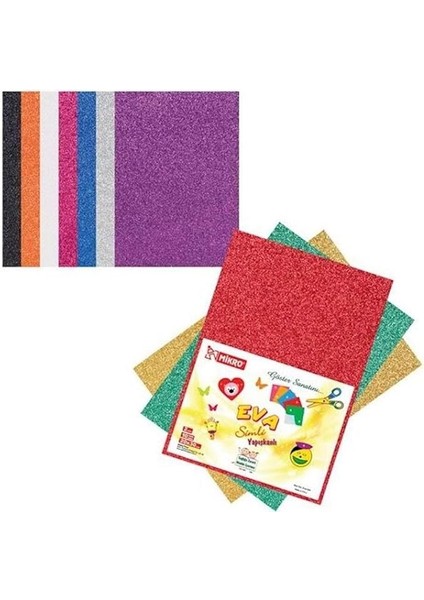 EVA-004 10 Renk 2 mm 20X30 cm 10 Renk Simli Yapışkanlı