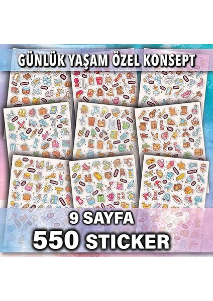 Sticker Seti Günlük Ajanda ve Defterlere Etiket, Öğretmen-Öğrenciler, Erkek-Kız Çocuk ve Yetişkinlere Kendinden Yapışkanlı Eğlenceli Çıkartmalar (Günlük Yaşam 550 Sticker) fiyatları