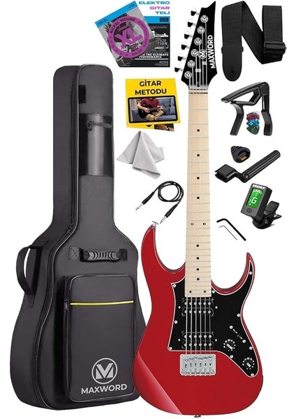 DE-150RD Maple Klavye Hh Manyetik Yüksek Kaliteli Elektro Gitar Seti