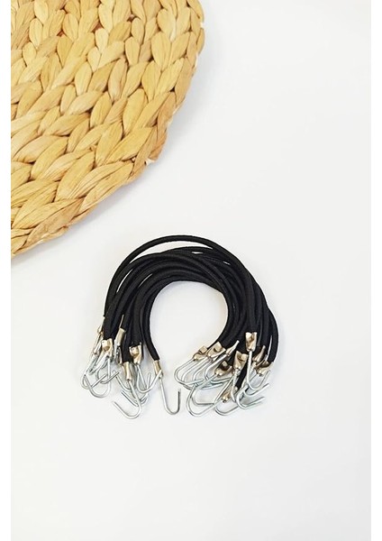 Süs Dünyası (10'lu) Siyah Kancalı Lastik Toka