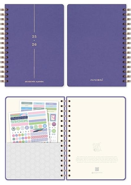 A5 Spiralli Keten 16 Aylık Akademik Ajanda - Lila fırsatları