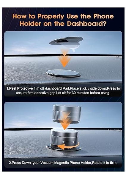 Magsafe Için Yükseltilmiş Vakumlu Manyetik Telefon Tutacağı, Çift Katlanır Vantuzlu Telefon Montajı, Tüm Akıllı Telefonlar ve Tüm Araba Modelleri Için 360° Dönebilen Telefon Tutacağı - Gri fiyatları