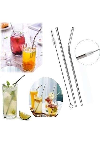 Paslanmaz Çelik Pipet Seti + Temizleme Fırçası | Yeniden Kullanılabilir, Çevre Dostu, Dayanıklı Metal Içecek Pipeti | Sürdürülebilir Seçim modelleri