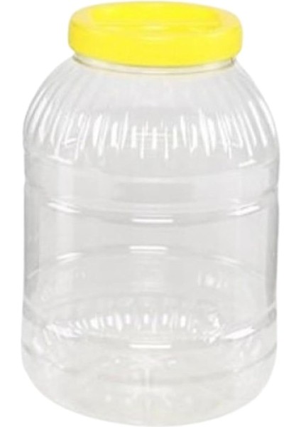 Litre Şeffaf Plastik Bidon, Sarı Kapaklı