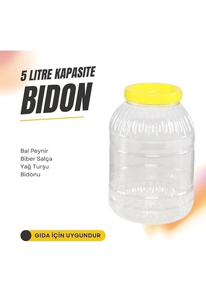 Litre Şeffaf Plastik Bidon, Sarı Kapaklı fiyatları