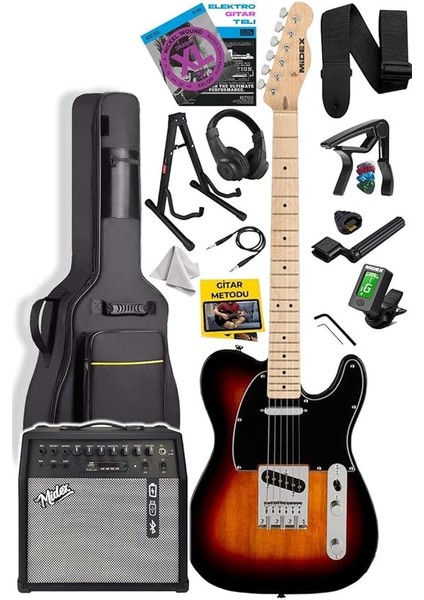 TLX-50SB-50AMP Tele Kasa Maple Klavye 2 Single-Coil 50W Amfili Elektro Gitar