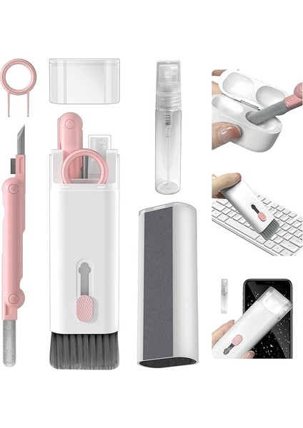1 Arada Elektronik Temizleme Seti, Fırçalı Klavye Temizleme Seti, Airpods Pro Için 3'ü 1 Arada Temizleme Kalemi, Kulaklık, Klavye, Dizüstü Bilgisayar, Telefon, Bilgisayar Monitörü Için Çok