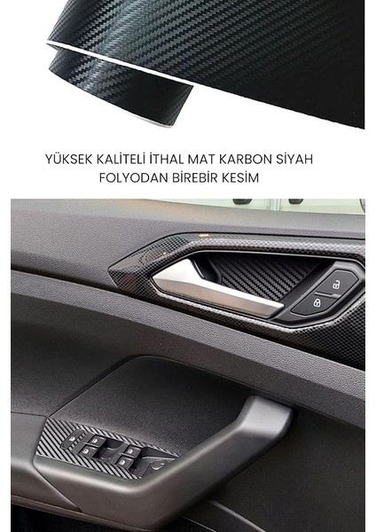 Design Volkswagen Taigo ile Uyumlu Iç Trim Folyo Kaplama Set, Mat Karbon Siyah fırsatları