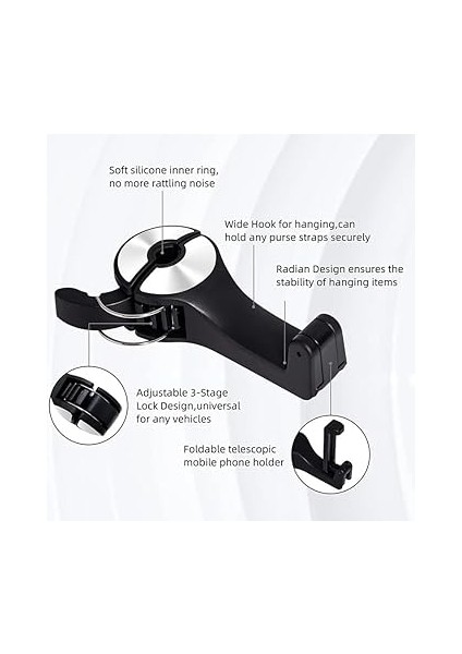Bir Arada Araba Kafalık Kancası, Gizli Yaratıcı Kilit Tokası Tipi Kanca, Arka Araç Telefonu Tutucusu Için Otomatik Sabitleme Klipsi fırsatları