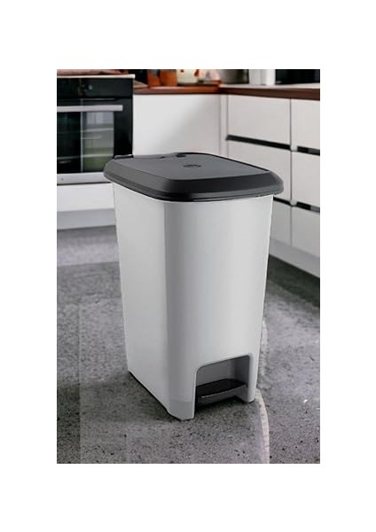 Home Slim Pedallı Çöp Kovası 60 Litre & Büyük Boy Pedallı Çöp Kovası Gri Metalik Gri fiyatları