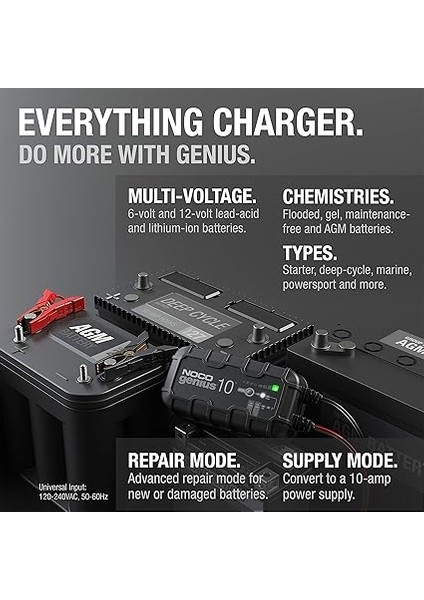 GENIUS10 6V/12V 230A Akıllı Akü Şarj ve Akü Bakım/desülfatör/power Supply indirimleri