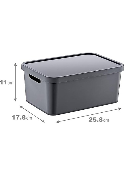 4'lü Set Stafi Çok Amaçlı Kapaklı Kutu Antrasit 4,5 Lt - Antrasit, Çok Amaçlı Kapaklı Kutu, Ev-Ofis-Depo Için, Kapaklı Saklama Kutusu fırsatları