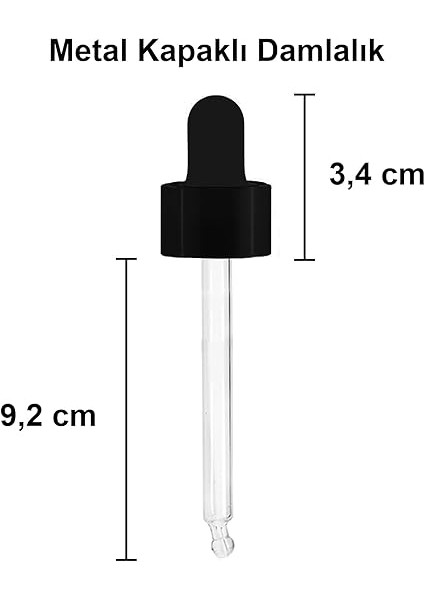 100 ml Metal Kapaklı Damlalık Dropper Şişesi Serum 100 cc Cam Şişe 6 Adet (Siyah Kapak, Şeffaf) modelleri