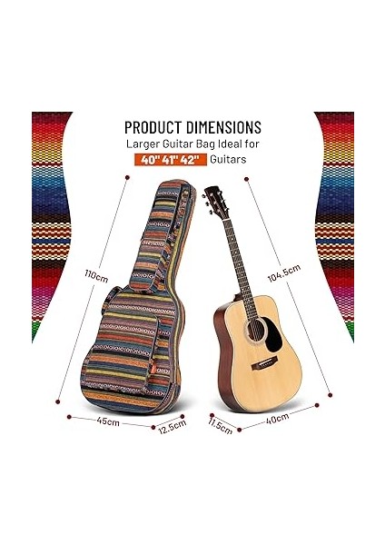 CY0186 Bohemian 15.6mm Gig Bag Dolgulu Su Geçirmez Gitar Çantası fiyatları