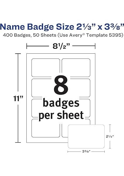 Esnek Isim Etiketi Çıkartmaları, Beyaz Dikdörtgen Etiketler, 400 Çıkarılabilir Isim Rozeti, 2-1/3" x 3-3/8" (5395) fırsatları