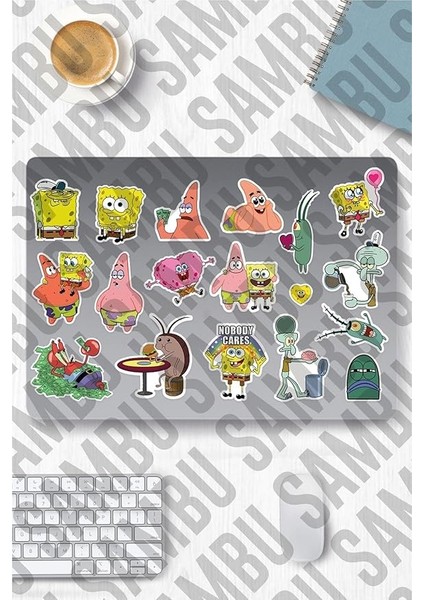 Major Selection Sünger Bob Temalı Sticker Etiket Seti - Sponge Bob Sticker - Laptop Notebook Telefon