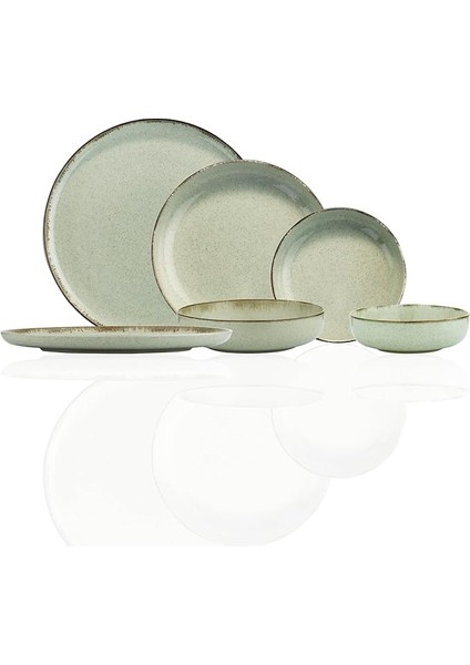 Porselen Moderna 12 Parça 4 Kişilik Yemek Seti Yeşil