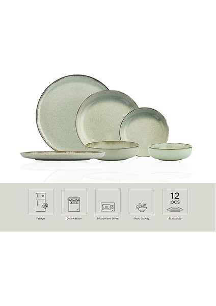 Porselen Moderna 12 Parça 4 Kişilik Yemek Seti Yeşil fiyatları